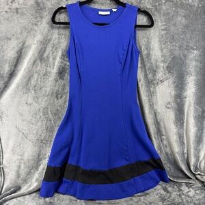 New York & Company Royal Blue Sleeveless A Line Dress with Black Stripe Size XS